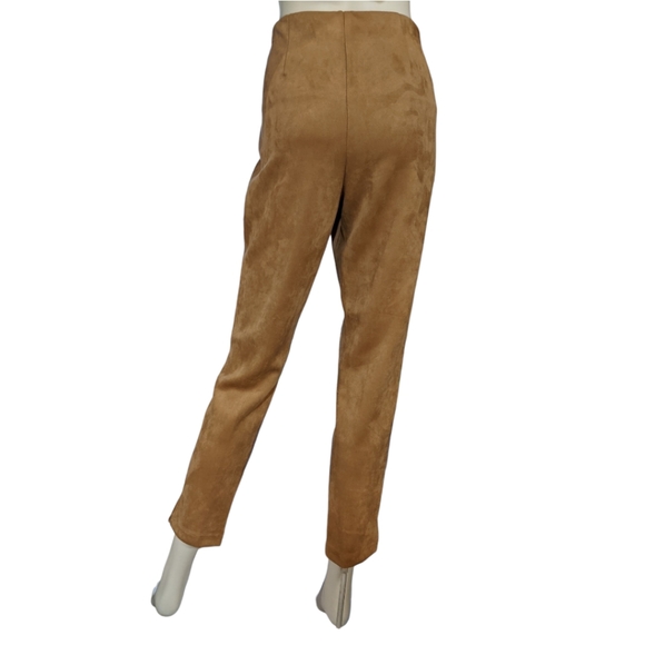 Zac & Rachel Faux Suede Cognac Pull-On Pants, L - Picture 5 of 8